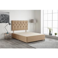 Somnior Ziggy Divan Bed Base with Headboard Plush Velvet in Beige | Size: King