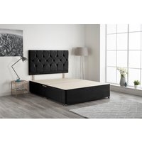 Somnior Ziggy Divan Bed Base with Headboard Plush Velvet in Black | Size: Small Single