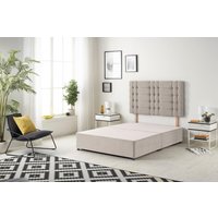 Somnior Bliss Divan Bed Base with Headboard Plush Velvet in Stone | Size: Single