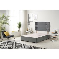 Somnior Flexby Divan Bed Base with Headboard Plush Velvet in Light Grey | Size: Single