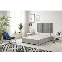 Somnior Bliss Divan Bed Base with Headboard Tweed Fabric in Grey | Size: Super King