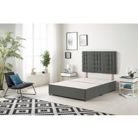 Somnior Bliss Divan Bed Base with Headboard Linen Fabric in Dark Grey | Size: Small Single