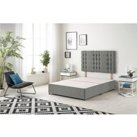 Somnior Bliss Divan Bed Base with Headboard Linen Fabric in Silver | Size: Double
