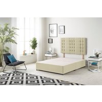 Somnior Bliss Divan Bed Base with Headboard Linen Fabric in Cream | Size: Single