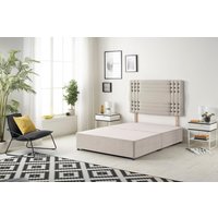 Somnior Flexby Divan Bed Base with Headboard Plush Velvet in Stone | Size: Single