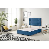 Somnior Flexby Divan Bed Base with Headboard Plush Velvet in Navy | Size: Double