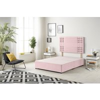 Somnior Flexby Divan Bed Base with Headboard Plush Velvet in Pink | Size: Double