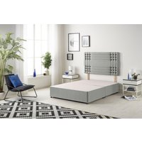 Somnior Flexby Divan Bed Base with Headboard Tweed Fabric in Grey | Size: Small Single