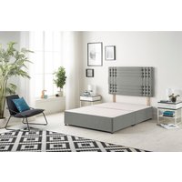 Somnior Flexby Divan Bed Base with Headboard Linen Fabric in Dark Grey | Size: Single
