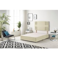 Somnior Flexby Divan Bed Base with Headboard Linen Fabric in Cream | Size: Single