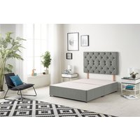 Somnior Premier Divan Bed Base with Headboard Linen Fabric in Dark Grey | Size: Super King