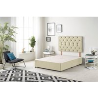Somnior Premier Divan Bed Base with Headboard Linen Fabric in Cream | Size: Double