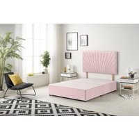 Somnior Platinum Divan Bed Base with Headboard Plush Velvet in Pink | Size: Single