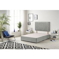 Somnior Platinum Divan Bed Base with Headboard Tweed Fabric in Grey | Size: Small Double