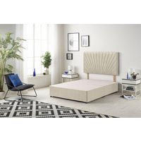 Somnior Platinum Divan Bed Base with Headboard Tweed Fabric in Natural | Size: Double