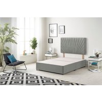 Somnior Platinum Divan Bed Base with Headboard Linen Fabric in Silver | Size: Super King