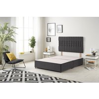 Somnior Galaxy Divan Bed Base with Headboard Plush velvet in Black | Size: Double