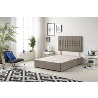 Somnior Galaxy Divan Bed Base with Headboard Tweed Fabric in Brown | Size: King