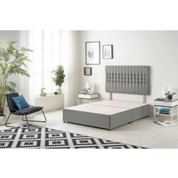 Somnior Galaxy Divan Bed Base with Headboard Linen Fabric in Silver | Size: Small Double