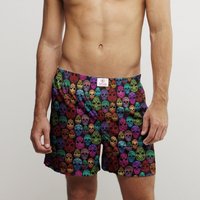 CLAUDIO LUGLI Multi Skull Cotton Poplin Print Boxer Shorts in Black | Size: Medium