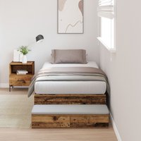 Berkfield Home Storage Bed Frame Old Wood Engineered wood 236.5 x 100 x 31.5 cm in Brown