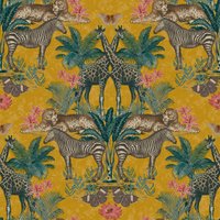 Grandeco Animal Kingdom Smooth Wallpaper in Mustard