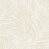 Grandeco Maui Palm Frond Leaf Textured Wallpaper in Cream