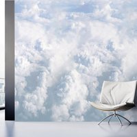 Grandeco Dreamy Clouds 3 lane repeatable mural 2.8 x 1.59m in Blue