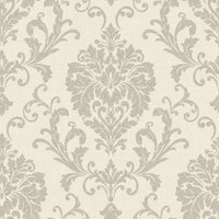 Grandeco Margritte Distressed Damask Textured Wallpaper in Taupe | Size: 1 Pack