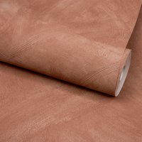 Grandeco Serra Rustic Limewash Chalk Paint Plaster Effect Textured Wallpaper in Terracotta | Size: 1 Pack
