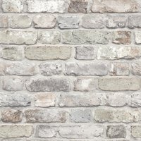 Grandeco Industrial Rustic Realistic Brick Textured Wallpaper in Natural