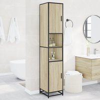 Berkfield Home Bathroom Cabinet Sonoma Oak 35x37.5x188.5 cm Engineered Wood & Metal in Brown