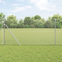 Berkfield Home Welded Wire Fence with 13 Posts 1x25 m Galvanised Steel in Silver