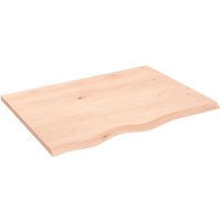 Berkfield Home Wall Shelf 80x60x2 cm Untreated Solid Wood Oak in Brown | Size: 80 x 60 x 2 cm
