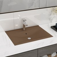 Berkfield Home Luxury Basin with Faucet Hole Matt Cream 60x46 cm Ceramic