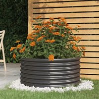 Berkfield Home Garden Planter Powder-coated Steel 80x80x36 cm Anthracite in Black | Size: 80 x 80 x 36 cm