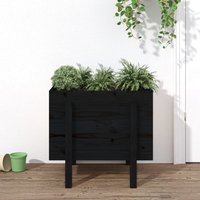 Berkfield Home Garden Planter Black 62x50x57 cm Solid Wood Pine | Size: 62 x 50 x 57 cm