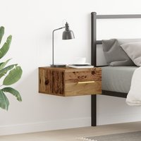 Berkfield Home Bedside Cabinet Wall-Mounted Old Wood 35x35x20 cm in Brown | Size: 35 x 35 x 20 cm