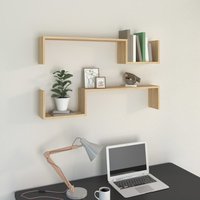 Berkfield Home Wall Shelf 2 pcs Sonoma Oak 100x15x20 cm Engineered Wood in Brown | Size: 100 x 15 x 20 cm