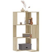 Berkfield Home Corner Bookcase 3-Tier Sonoma Oak 50x50x102 cm Engineered Wood in Brown | Size: 50 x 50 x 102 cm