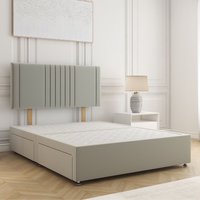 BSSPOKE Monaco Plush Velvet Divan Bed 24" Headboard 4 Drawers & No Mattress in Silver | Size: Super King
