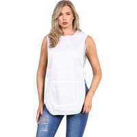 MyShoeStore Women's Chef Kitchen Catering Cleaning Bar Tabard Apron with Front Pocket in White | Size: Medium