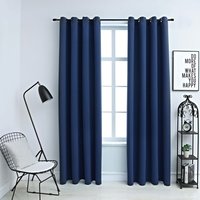 Berkfield Home Blackout Curtains with Metal Rings 2 pcs Blue 140x175 cm