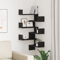 Berkfield Home Wall Shelves 2 pcs Black Oak 40x40x49.5 cm Engineered Wood