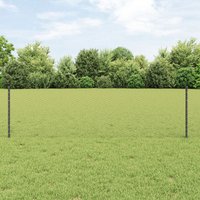 Berkfield Home Fence Posts 11 pcs U-Channel Grey 60 cm Steel, Hexagon Fence Grey 0.6x25 m Steel