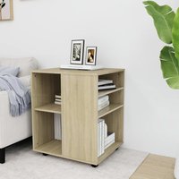 Berkfield Home Rolling Cabinet Sonoma Oak 60x53x72 cm Engineered Wood in Brown | Size: 60 x 53 x 72 cm