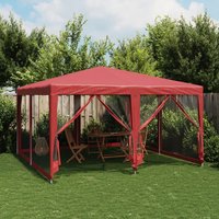 Berkfield Home Party Tent with 8 Mesh Sidewalls Red 4x4 m HDPE