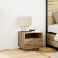 Berkfield Home Bedside Cabinets with LED Lights 2 pcs Artisan Oak 40x39x37 cm in Brown | Size: 40 x 39 x 37 cm
