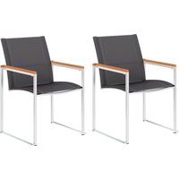 Berkfield Home Garden Chairs 2 pcs Textilene & Stainless Steel Grey