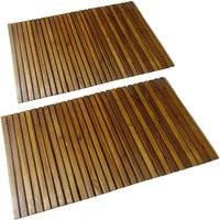 Berkfield Home 2 pcs Acacia Bath Mat 80 x 50 cm in Brown